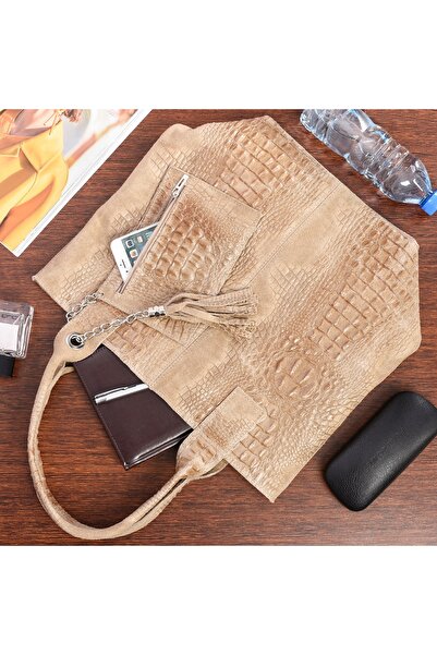Vera Pelle Geantă shopper de damă din piele, mare, cu fermoar, format A4, cu ...