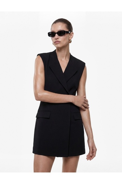 Koton Regular Fit A-Line Double Breasted Collar Sleeveless Mini Dress