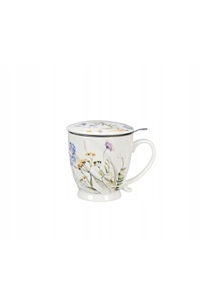 Duo Cana pe suport cu infuzor MELODY în cutie, cană de 510 ml cu model floral.