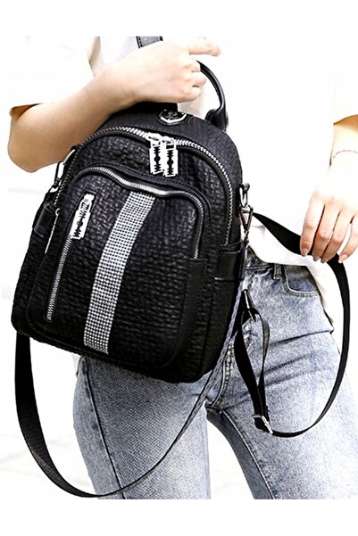 Edibazzar Rucsac negru, la modă, impermeabil, 2 în 1, geantă de umăr, cu două...