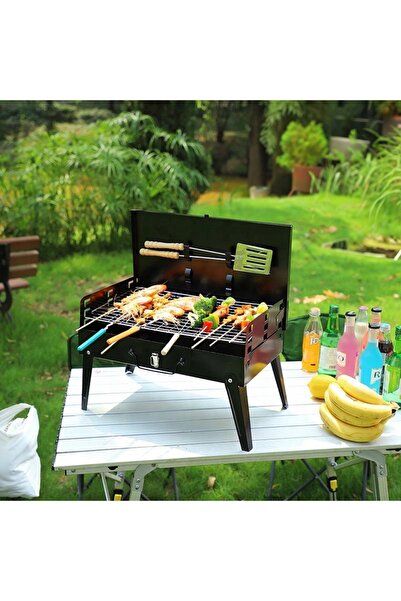 Rossner GRĂTAR DE GRĂDINĂ, DE CĂLĂTORIE, PORTABIL, PLIABIL, BBQ ÎN VALIZĂ + A...