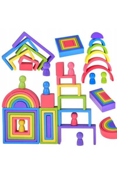 Jokomisiada Puzzle din lemn MONTESSORI – piese de diferite forme ZA5859