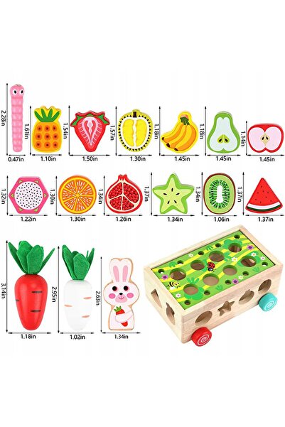 Bajkowy Kuferek Sortator Montessori din lemn, cărucior cu legume, insecte, tr...