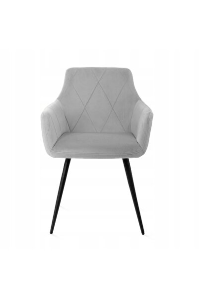 Homla Scaun tapițat FELLICE, catifea gri, matlasat, 56x61x86, pentru living