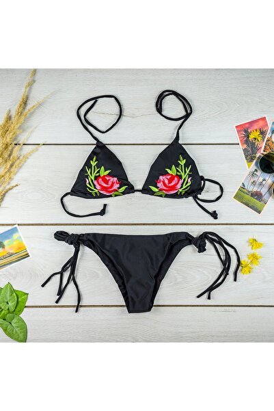 NO BRAND Costum de baie bikini, cu flori, din două piese, tip halter, pentru ...
