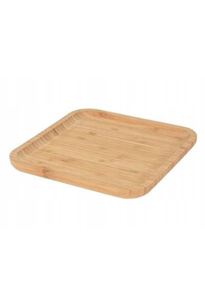 Excellent Houseware Tavă de servire din lemn, pătrată, pentru gustări, 25x25 cm