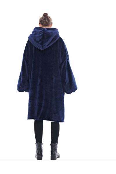 NO BRAND Hanorac cu glugă oversize călduros bleumarin