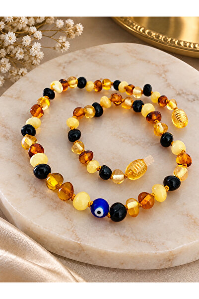 NİSSBEBE Certified Original Drop Amber Baby-Child Necklace and Adult Turquois...