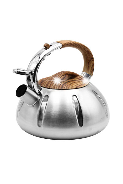 Brunbeste Ceainic din oțel cu fluier, mare, 3L, pentru inducție, cu caneluri,...