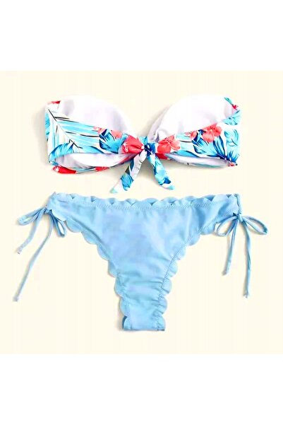 NO BRAND Bandaj bentiță costum bikini costum brazilian flori două piese L