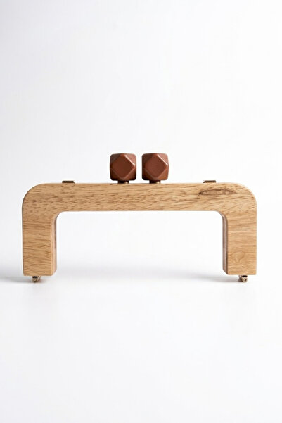 hobi dünyası evim Wooden Magnetic Rectangular Bag Frame 20 cm - Brown Stone B...