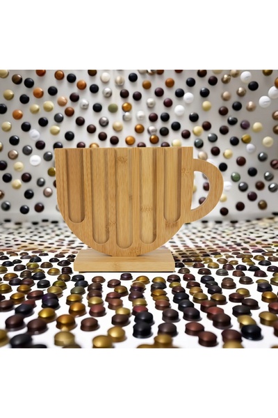 MPLCO Suport din bambus pentru 24 de capsule de cafea Nespresso, cu 5 rânduri