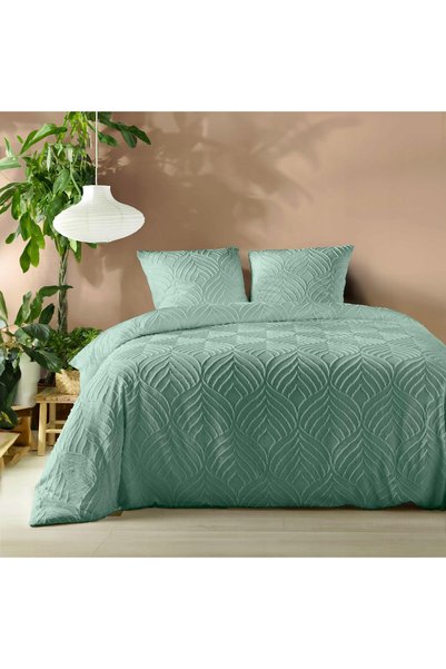Douceur D'INTERIEUR Set de lenjerie de pat cu design matlasat, verde, 240 x 2...