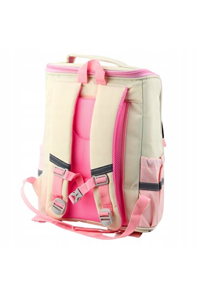 NO BRAND Rucsac școlar cu bretea de piept cu iepuraș, pastel, 21L