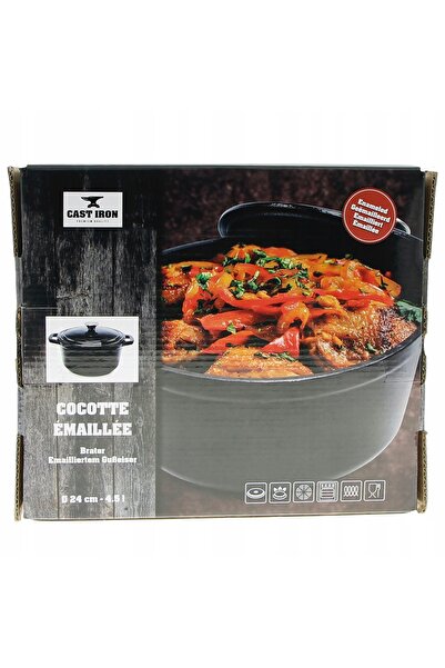 MPLCO GARNER 4.5L CRATITĂ ENAȚUITĂ SOLIDĂ CU CAPAC NEGRU RONDELLE