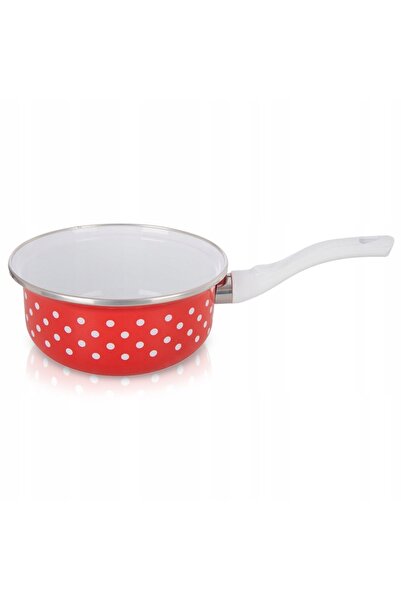 NO BRAND Oală emailată TECKA cu buline roșii 950 ml ORION 16 cm Inducție