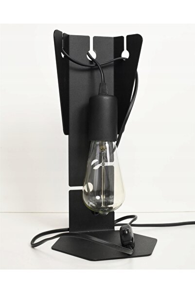 Sollux Lighting Lampă de noptieră metalică industrială tip loft, neagră, 30 c...