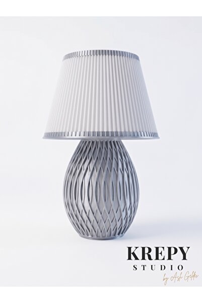 Spiral Örgü Desenli Dekoratif Abajur - Modern Masa & Gece Lambası - Silver