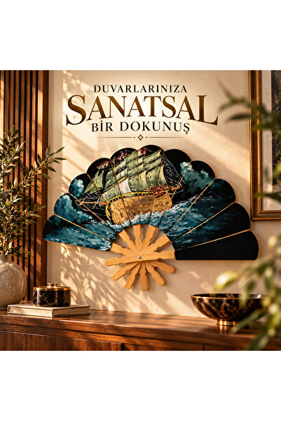 Genel Markalar Dekoratif Duvar Yelpazesi – Gemi Desenli Ahşap Duvar Dekoru – ...
