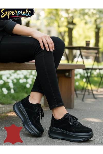 virboti Pantofi Casual Damă din Piele Naturală Întoarsă Cu talpă înaltă