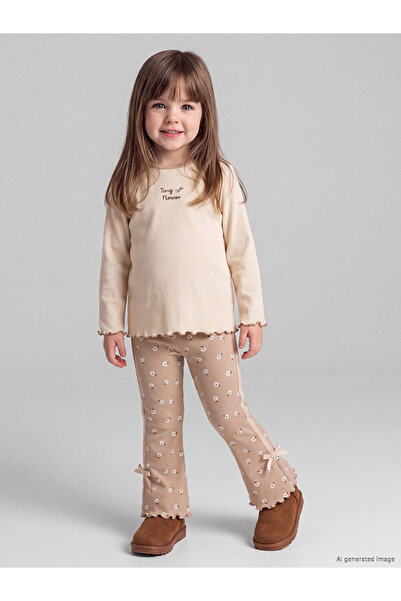 LC Waikiki Beige Baby Girl Patterned Spanish Leggings