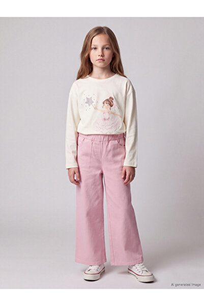 LC Waikiki Özmarka New Season Pink Wideleg Girls' Trousers