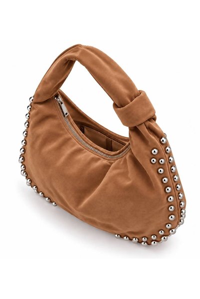 Neli Elegant Women's Suede Bag with Metal Bead Detail