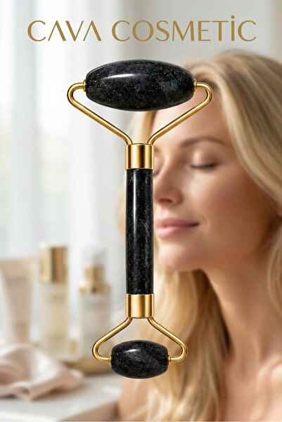 CAVA COSMETİC Siyah Doğal Taş Yüz Masaj Silindiri - Çift Taraflı Face Roller ...