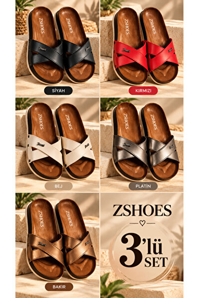 ZSHOES Women's Cross Orthopedic Comfortable Daily Slippers Set of 3