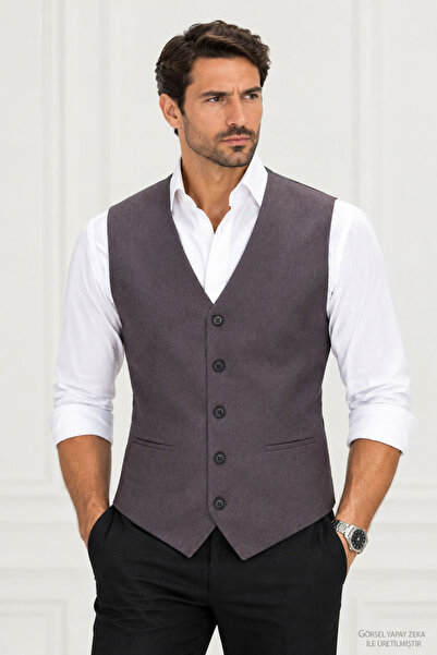 MENTOR REGALO Men's V-Neck Vest Blue Mulberry 56105