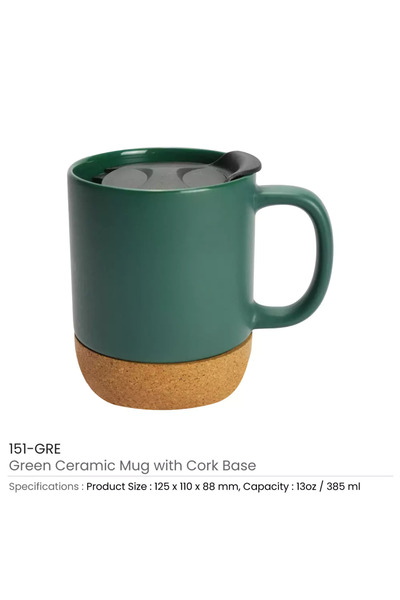 Generic CUSTOMIZED CERAMIC MUGS WITH LID & CORK BASE – 385 ML COUPLE SET