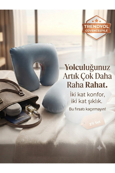 Genel Markalar Seyahat Boyun Yastığı 2'li Set Ergonomik Visco Hafızalı Uçak O...