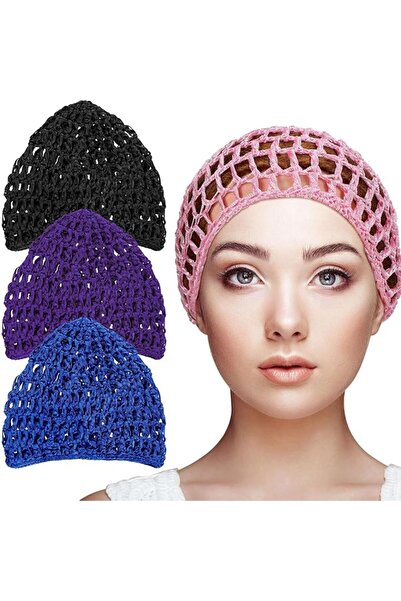 TERRIFI Mesh Crochet Hair Net for Women, Thick Soft Rayon Knit Snood Cap with...