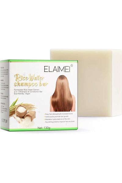 ELAIMEI شامبو وبلسم صلب بماء الأرز 130 جرام، صابون ماء الأرز المخمر المضاد لت...