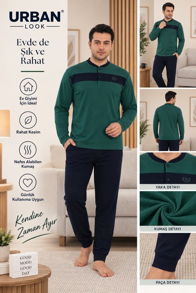 Urban Look طقم بدلة رياضية للرجال مقاس كبير - طقم رياضي بأكمام طويلة، قصة مري...