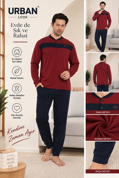 Urban Look Men's Tracksuit Set – Long Sleeve Sports Top & Jogger Pants, Relax...