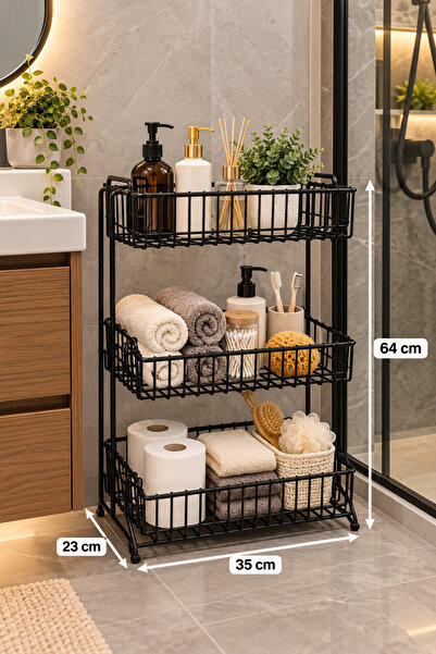 GOCEHOME Goce Home 3 Katlı Metal Sebzelik – Mutfak & Banyo Düzenleyici Raf