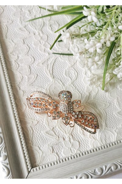 Halley Concept White Stone Flower and Bow Detailed Automatic Buckle 8.5X3.5 c...