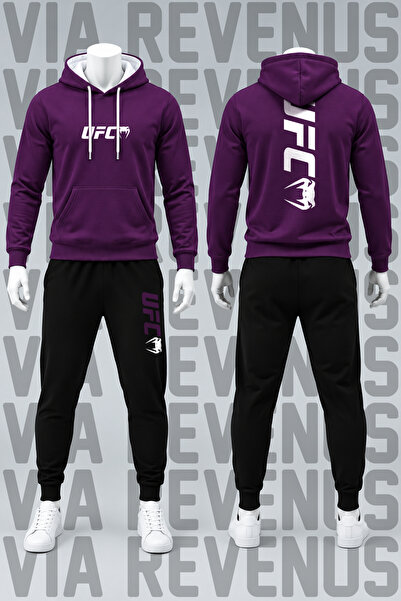 Vordevia Printed Hooded Sweatshirt and Sweatpants Unisex Sportswear Set