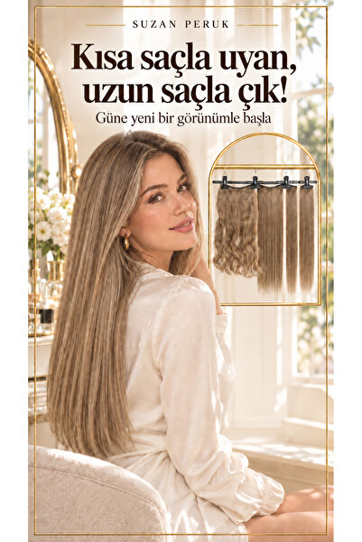 Suzan Peruk Yarımay Çıtçıt 4 parça Full set HEM DÜZ HEM DALGALI HEPSİ BİR SET...