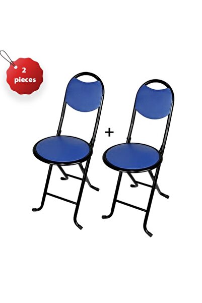 Generic حزمة من كرسيين أنيقين قابلين للطي باللون الأزرق