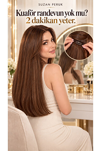 Suzan Peruk Yarımay Çıtçıt 4 parça Full set HEM DÜZ HEM DALGALI HEPSİ BİR SET...