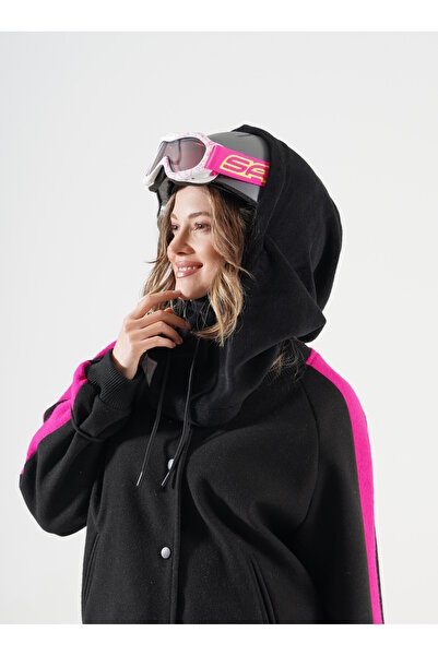 Cosy Club Shop Kadın Polar Siyah Kask Üstü Kar Maskesi Balaklava Şapka Atkı B...
