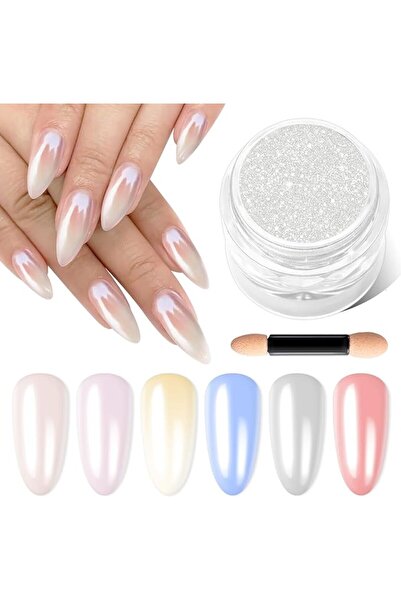 Yelajoy Nail Powder Moonlight White Chrome Nail Powder - 1g Super Glossy Pear...