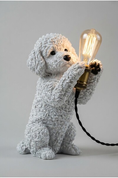 spira 3D Tasarım Poodle Köpek Lambalı Abajur, El Yapımı Dekoratif Gece Lambas...