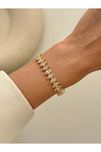 YOUES JEWELRY CM Lüx 14K Altın Renk Premium Kuyumcu Model Bileklik Altın Kapl...