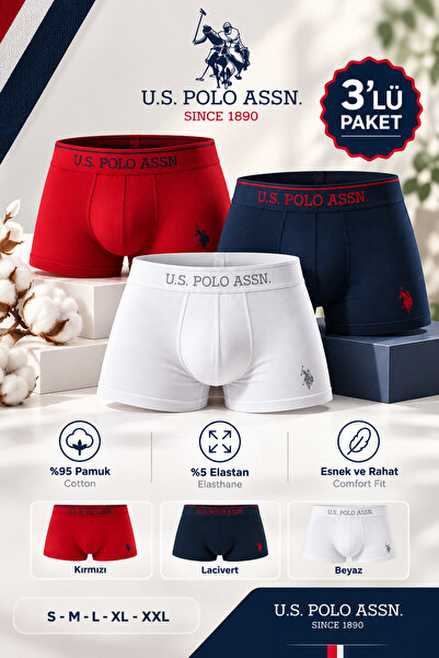 U.S. Polo Assn. Erkek, Lisanslı, USPA, %95 Pamuk, %5 Elastan, Esnek Bel Lasti...