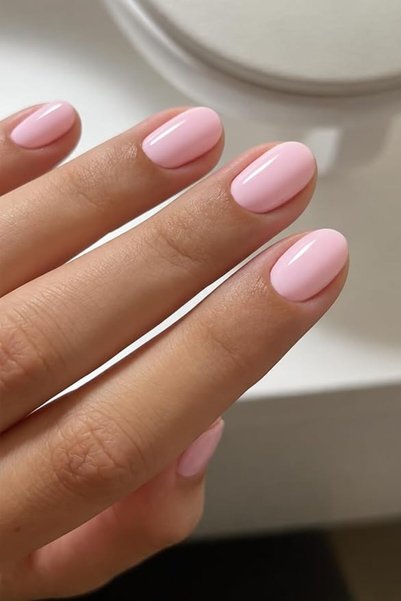 AZUREBEAUTY أظافر صناعية قصيرة بيضاوية الشكل، لون وردي حليبي لامع، 32 قطعة، 1...