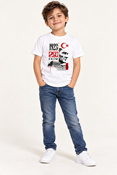 Efendioğlu Design Short Sleeve 29 October Anıtkabir Ataturk and Moon Star Des...