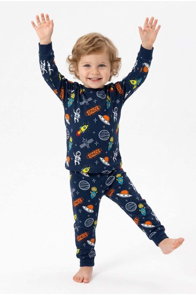 La ciel Paris Baby Boy Space Themed Rocket and Planet Printed 100% Cotton Rea...